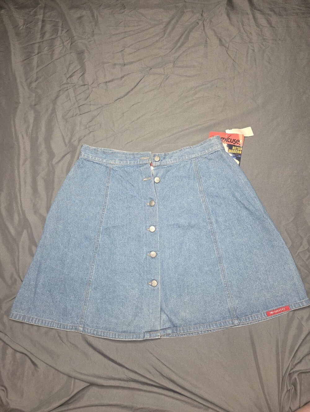 Vintage 1995 No Excuses Denim Button Front Skirt NWT Deadstock Retro Modern Femm